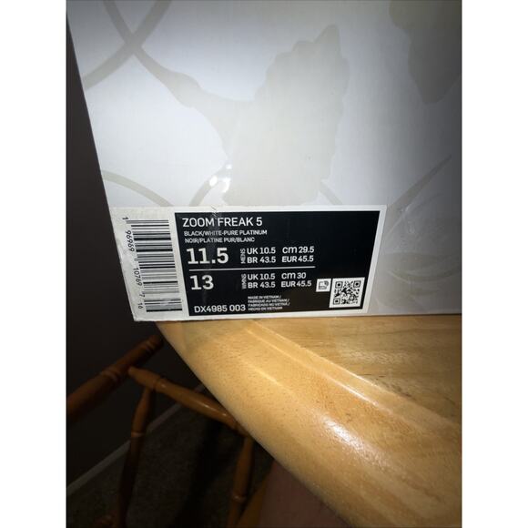 Nike Zoom Freak 5 Black White Platinum Pure Comfort EU 46 DX4985-003 Size 11.5